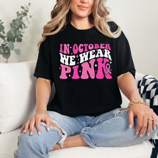 In october we wear pink dtf transfer