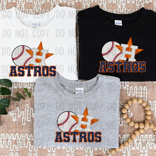 GLITTER ASTRO BASEBALL DTF TRANSFER