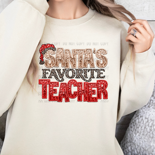 Santa’s favorite teacher dtf transfer