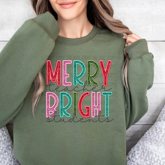 Merry teacher bright students Dtf transfer