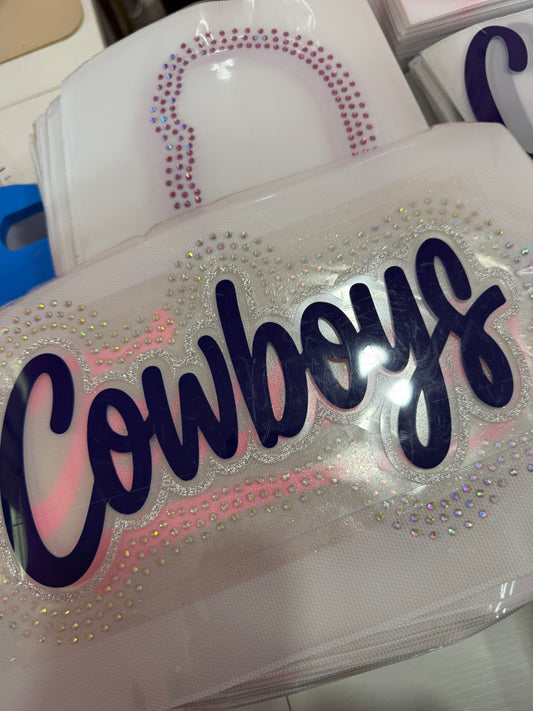 COWBOYSSS (DARK BLUE) RHINESTONE GLITTER PUFF (RTS)