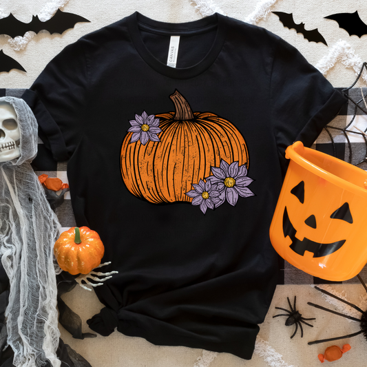 Floral pumpkin dtf transfer