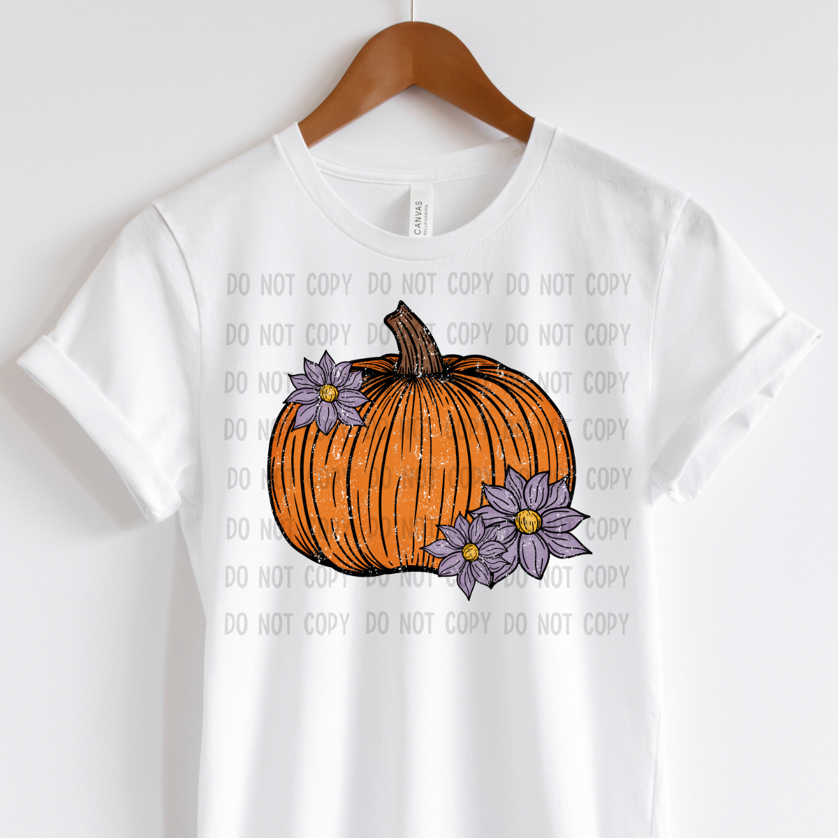 Floral pumpkin dtf transfer