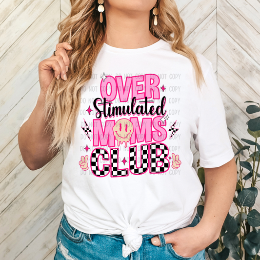 OVERSTIMULATED MOMS CHECKERED DTF TRANSFER