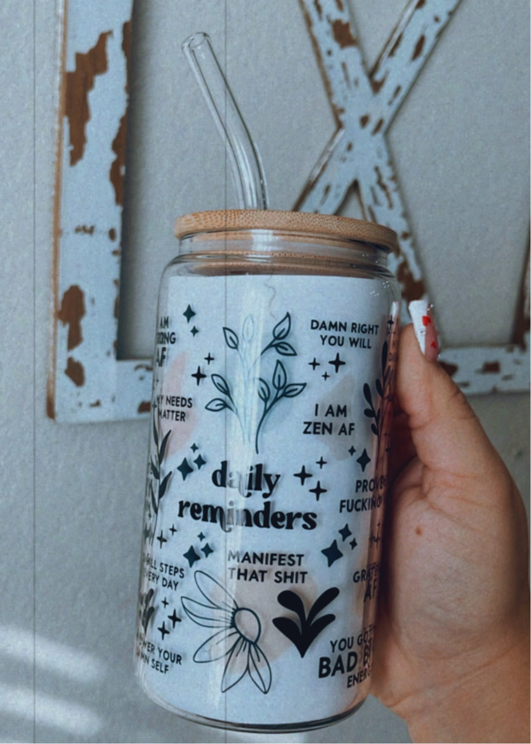 Daily affirmations glass can