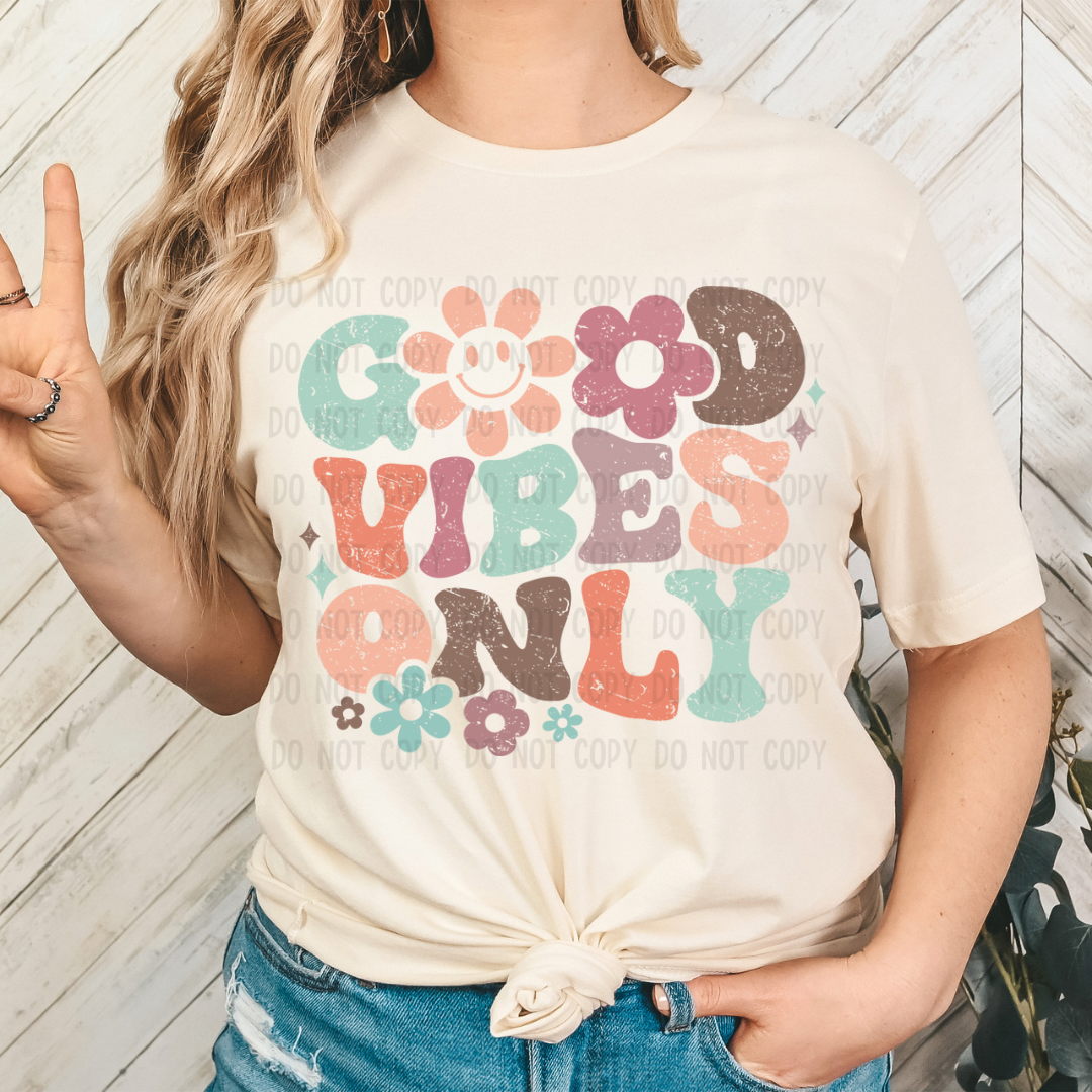 GOOD VIBES ONLY distressed