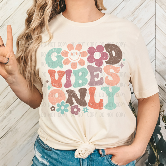 GOOD VIBES ONLY distressed